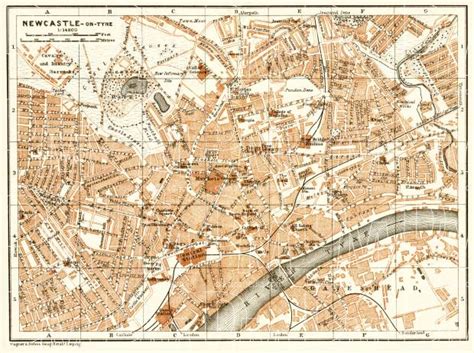 Old Map Of Newcastle Upon Tyne In 1906 Buy Vintage Map Replica Poster