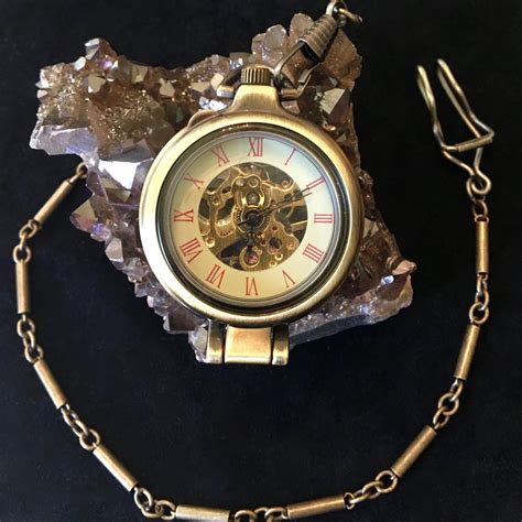 Compass Pocket Watch Brass Miss Chains