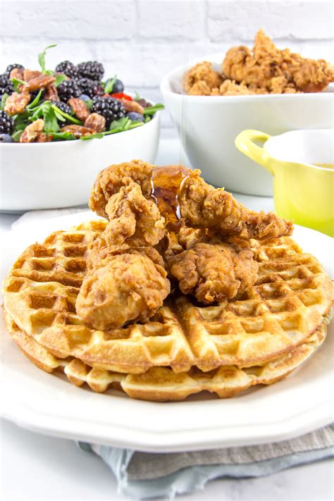 Breakfast For Dinner Chicken And Waffles With Salad Make And Takes