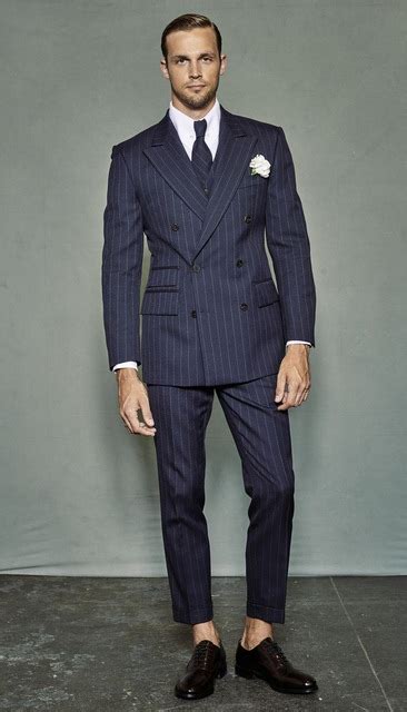 Navy Blue Pinstripe Double Breasted Suit