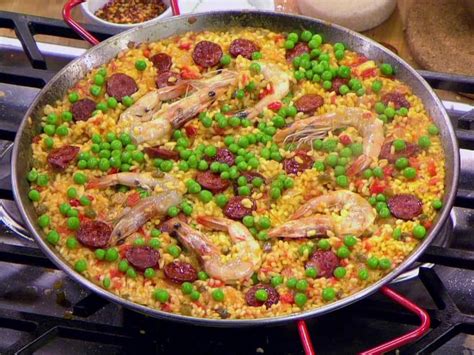 Tacos, rice, and beans on a platter. Seafood and Chorizo Paella Recipe | Food Network Kitchen ...
