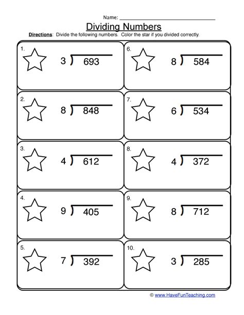 100 Problems Dividing Three Digit Numbers Coloring Worksheets