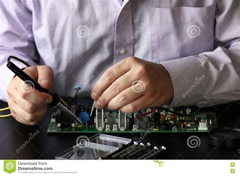 Chip Soldering Man Hands Stock Image Image Of Industry 81293973