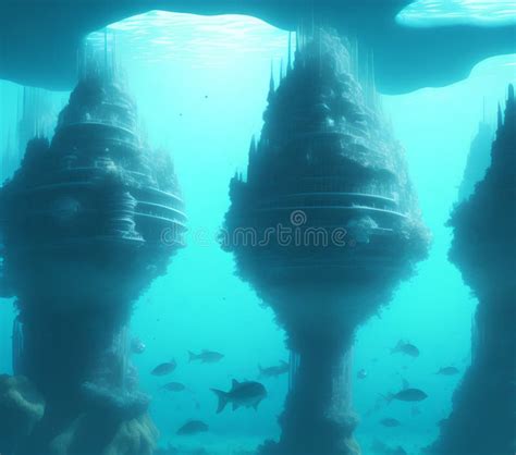 Underwater City Generative Ai Illustration Stock Photo Image Of