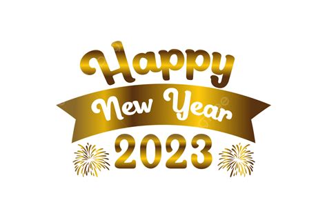 Gold Firework Effect 2023 Happy New Year Lettering Design Happy New