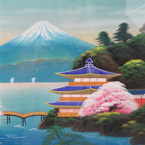 Vintage Japanese Landscape Paintings On Silk Framed Mid Etsy