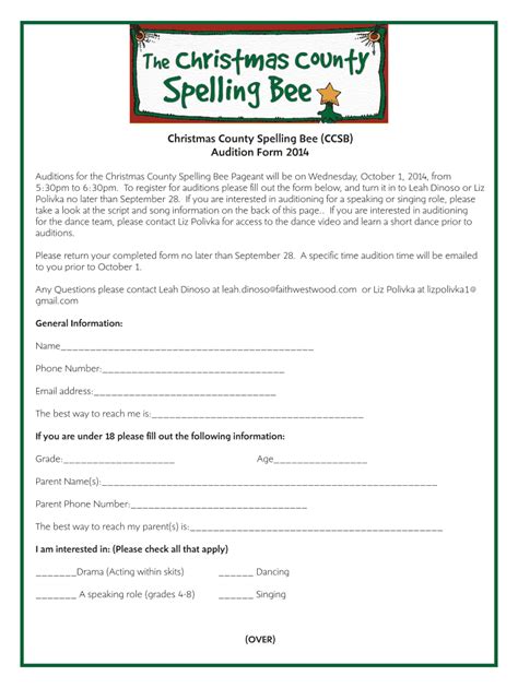 Christmas Spelling Bee Fill Online Printable Fillable Blank