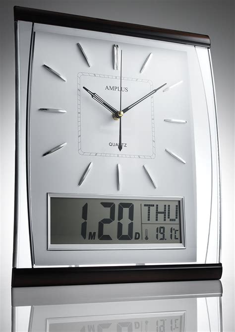 Kg Homewares Silent Sweep Wall Clock With Large Digital Monthdateday
