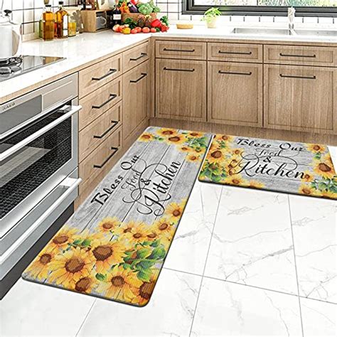 Hebe Sunflower Anti Fatigue Kitchen Floor Mat 2 Pieces Cushioned