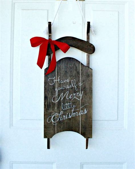 Christmas Door Hanger Wooden Sleigh Christmas By Boaboowedding