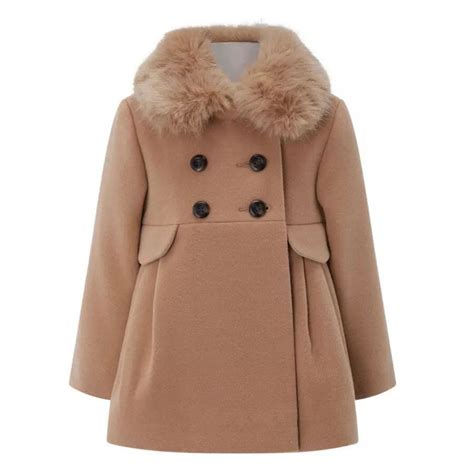 Girls Winter Clothing Khaki Coat With Fur Winter Cloth Girl Child