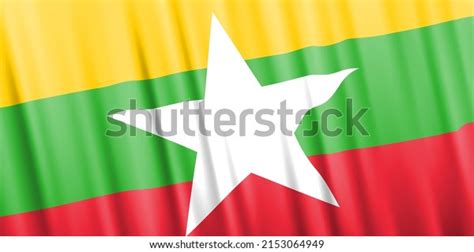 Wavy Vector Flag Myanmar Stock Vector Royalty Free Shutterstock