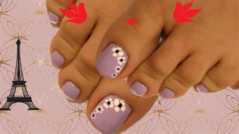 Diseño de uñas para pies flor blanco y negro ¡muy fácil! Diseño para uñas de los pies fácil y sencillo - YouTube