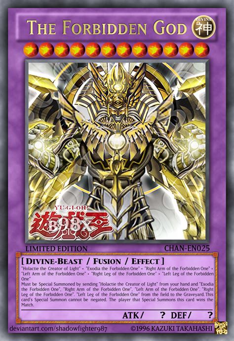The Forbidden God Custom Yugioh Cards Yugioh Monsters Rare Yugioh Cards