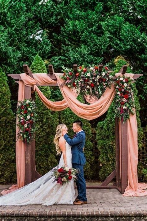 Rustic Outdoor Fall Wedding Arches And Backdrop 12 Roses And Rings