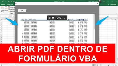 ABRIR arquivo PDF DENTRO de FORMULÁRIO Excel VBA YouTube