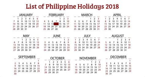 Complete List Of Philippine Holidays In 2018 Philippine Trending News