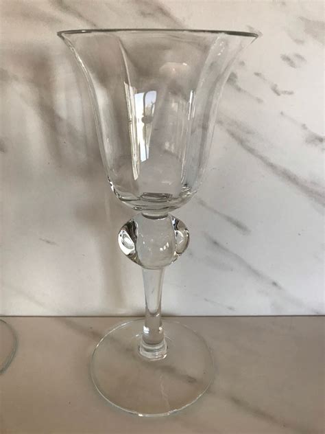 Vintage Tall Stem Crystal Wine Glasses With Ornate Stem Set Of Etsy