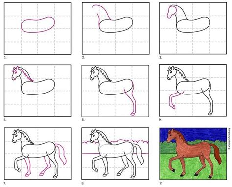 Easy How To Draw A Horse Tutorial Video And Horse Coloring Page