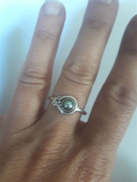 Sterling Silver Asymmetric Swirl Blck Pearl Ring June Etsy