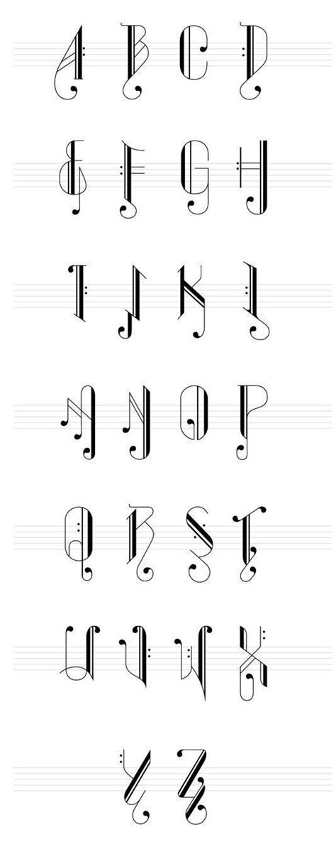 Words Written In Musical Notes Font Design Alphabet De Lécriture