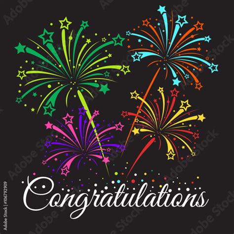 Congratulations Text And Star Fireworks Abstract Vector Stock Image