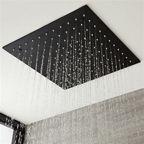 The 16 rain shower head provides a unique relaxation experience. Milano Nero - Modern 400mm Square Ceiling Mounted Recessed ...
