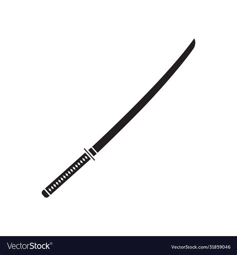 Samurai Sword Katana Blade Icon Symbol Royalty Free Vector