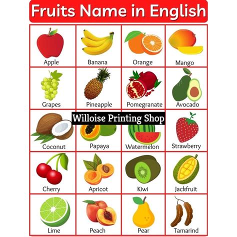Fruits Educational Laminated Chart A4 Size Shopee Philippines