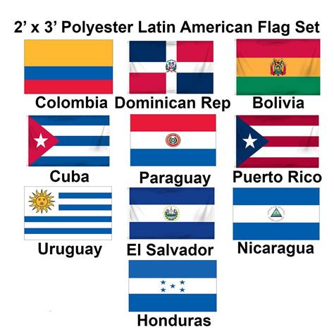 2 X 3 Set Of 10 Latin American Flags Set 2 1 800 Flags