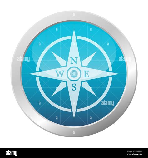 Compass Icon Blue Shiny Circle Button Navigation Tool Symbol Vector