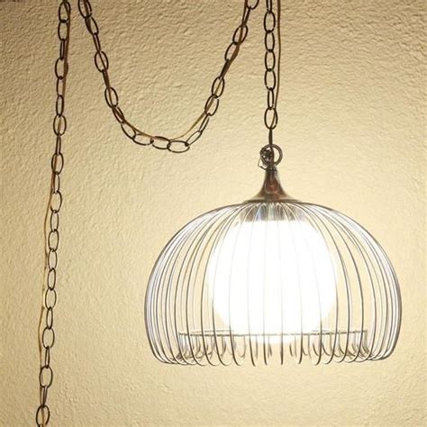 Vintage Mid Century Modern Wire Cage Hanging Swag Light In 2020 Plug