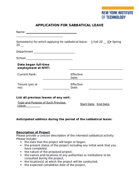 Application For Sabbatical Leave Cover Sheet San Diego Doc