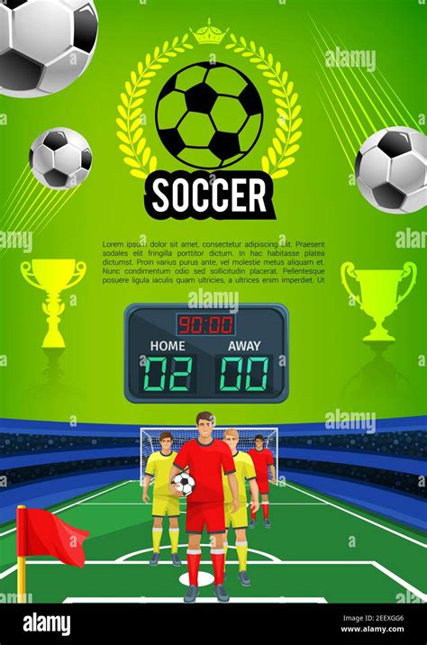 Soccer Match Sport Banner With Football Game Field Soccer Team Players