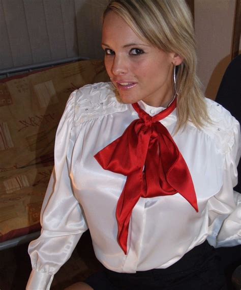 Satin Blouses Pussy Bow Ruffles Button Up Ruffle Blouse Pure