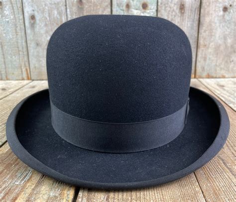 Vintage Derby Hat John B Stetson Company Old Black Bowler Etsy