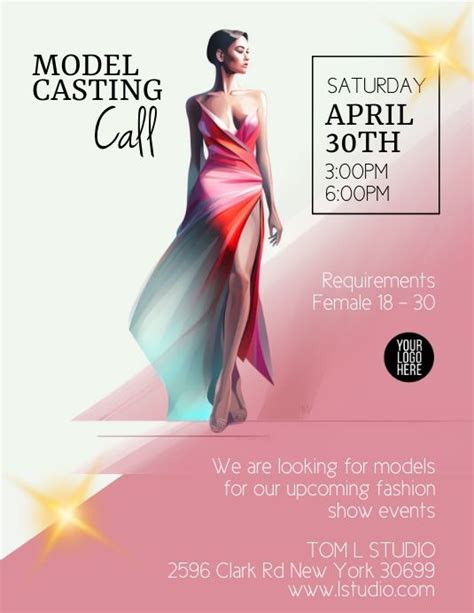 Model Casting Call Pageant Flyer Fashion Model Casting Flyer Model