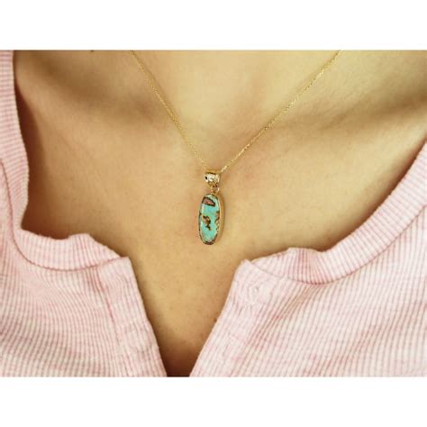 Gold Raw Turquoise Necklace K Gold Genuine Turquoise Necklace
