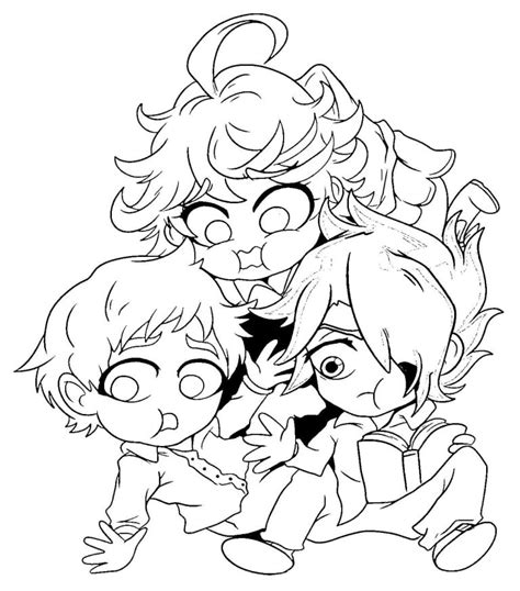 Adorable The Promised Neverland Coloring Page Coloring Pages