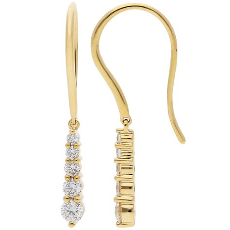 18ct Yellow Gold Diamond Drop Earrings Buy Online Free Insured UK