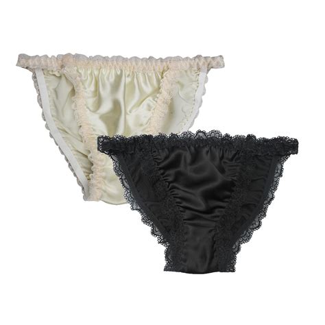 Buy Lingdooo 2pairs Women Silk String Bikini Thong Lace Sexy Underwear
