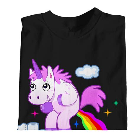 1tee Womens Unicorn Pooping Rainbow Juice From The Clouds T Shirt Ebay