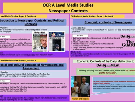 Ocr A Level Media Studies Newspaper Contexts Teaching Resources