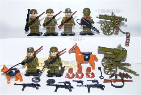 Lego Minifigures 7 Army Men Guns World War 2 Soldiers Rifles Lego