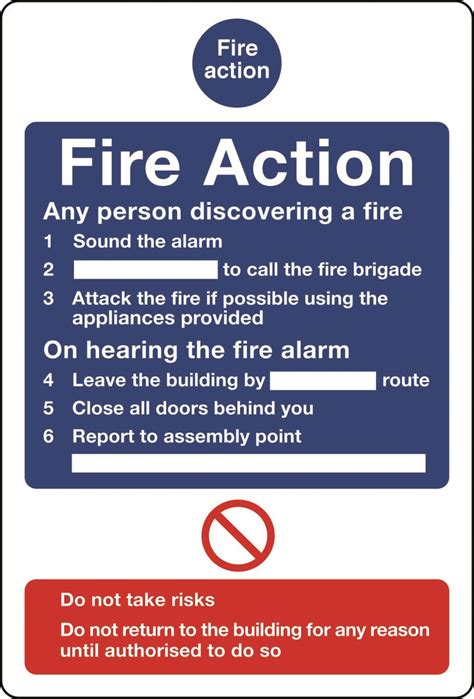 Fire Action Notice For Positioning Near A Telephone Operator Sign