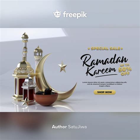 Premium Psd Ramadan Kareem Realistic Simple 3d Render For Celebration