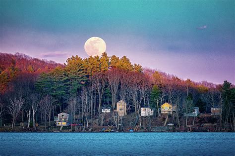Moonrise Over Sabattus Lake Photograph By Richard Plourde