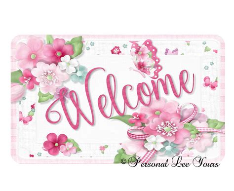 Wreath Sign A Pink Welcome Lightweight 3 Sizes Lightweight Meta