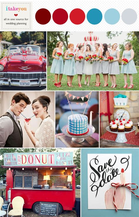 Retro Wedding Blue And Red Wedding Colour Palette