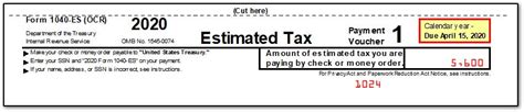 1040 Es 2020 First Quarter Estimated Tax Voucher